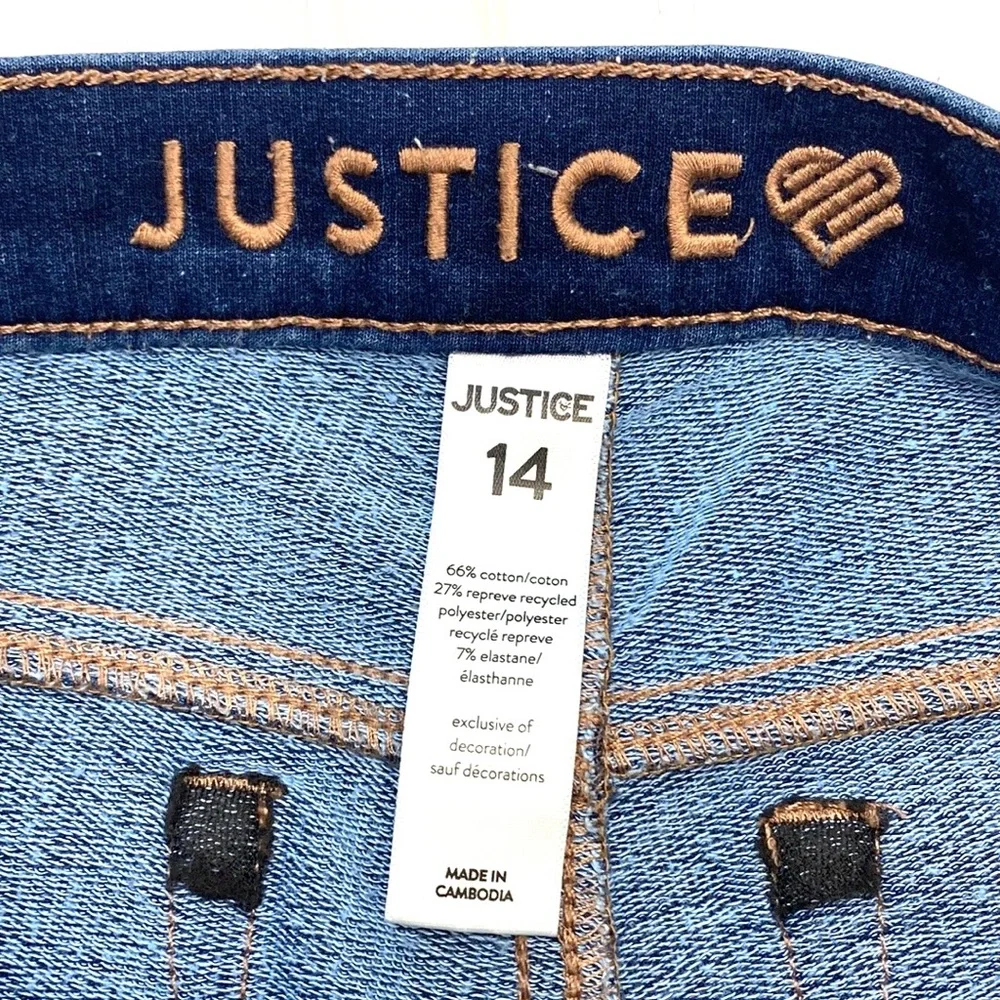 Justice Girls Distressed Pull-On Denim Cut-Off Shorts